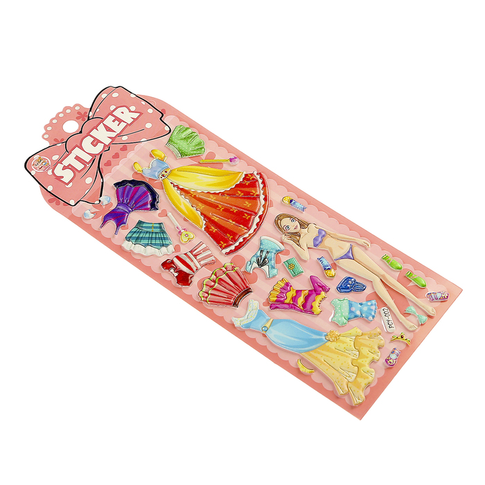 Наклейка пластик объемная "Наряды для принцессы" МИКС 23х9 см