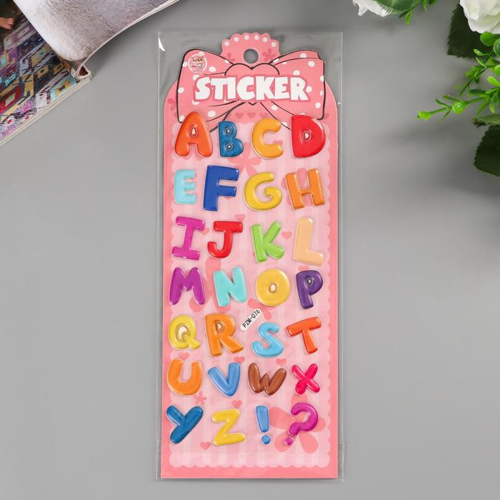 Наклейка пластик объемная "Буковки" МИКС 23х9 см