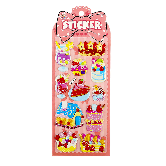 Наклейка пластик объемная "Сладости" МИКС 23х9 см