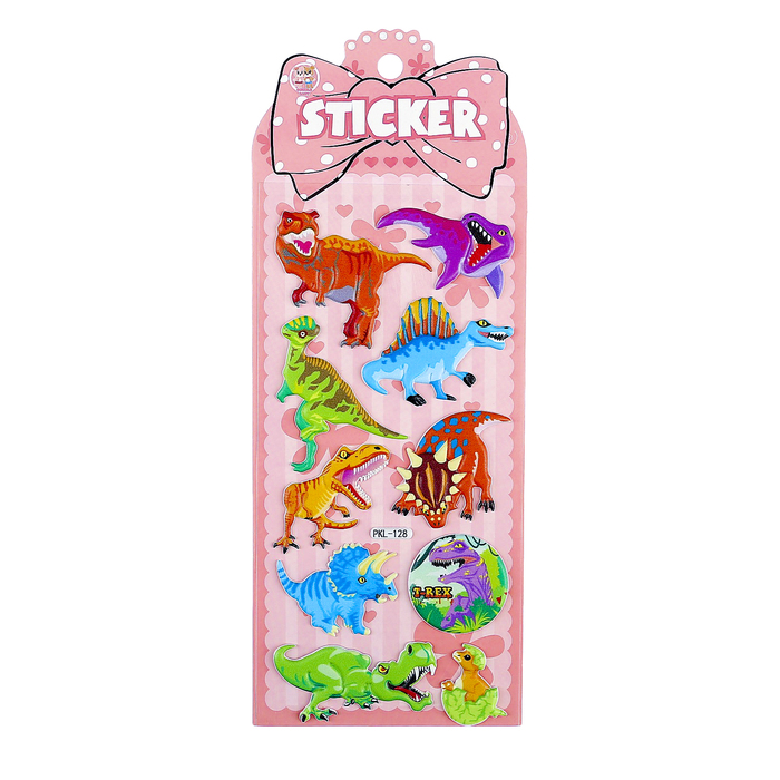 Наклейка пластик объемная "Динозавры" МИКС 23х9 см