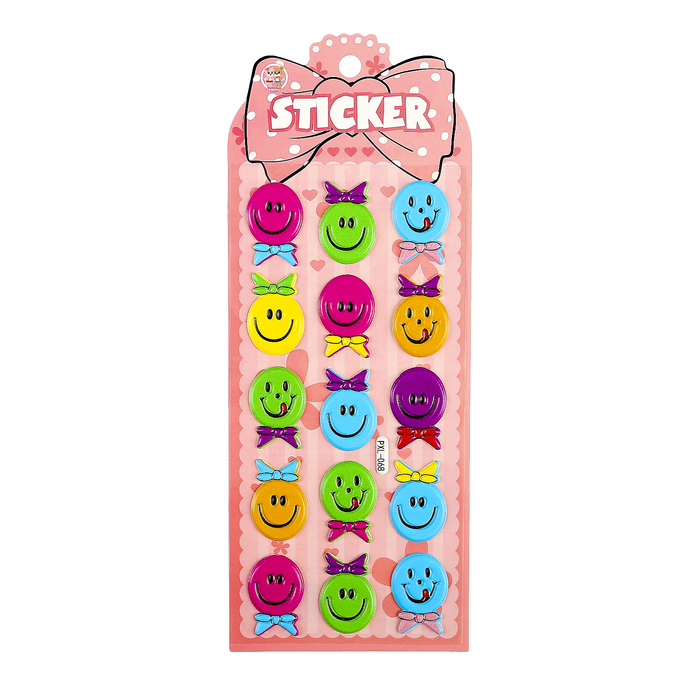 Наклейка пластик объемная "Смайлы" МИКС 23х9 см