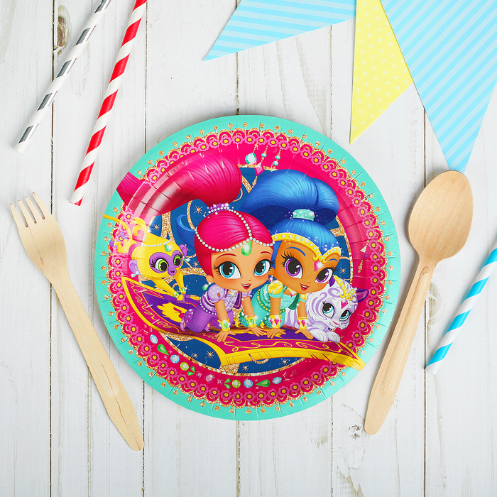 Тарелка бумажная "Шиммер и Шайн", набор 6 шт, 18 см,