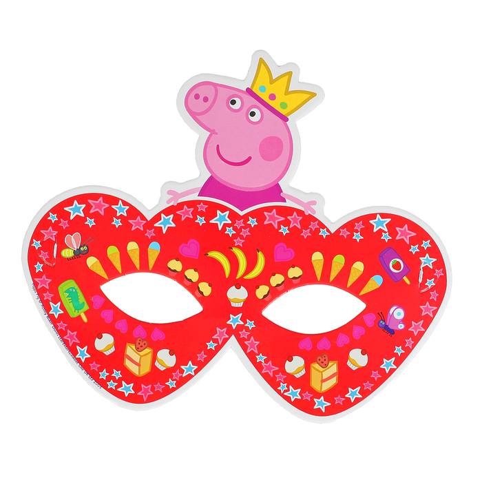 Карнавальная маска "Пеппа-принцесса", бумажная, набор 6 шт.
