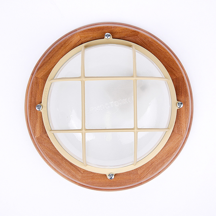 Светильник "ЭЛЕТЕХ" Терма 1302 НББ 03-60-014, 60 Вт, IP65, матовый, с решеткой, дер. Ольха