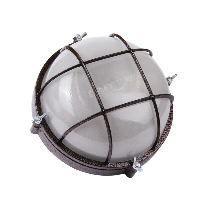 Светильник "ЭЛЕТЕХ" Терма 1302 НББ 03-60-014, 60 Вт, IP65, матовый, с решеткой, антик медь