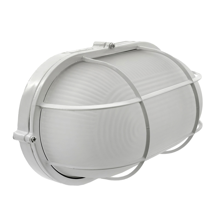 Светильник "ЭЛЕТЕХ" Банник 1202 НПП 03-100-018, 100Вт, IP65, овал матовый, с решеткой белый