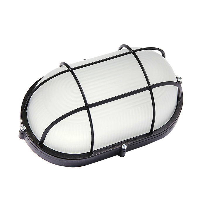 Светильник "ЭЛЕТЕХ" Банник 1202 НПП 03-100-018, 100Вт, IP65, овал матовый, с решеткой черный