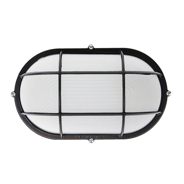 Светильник "ЭЛЕТЕХ" Банник 1202 НПП 03-100-018, 100Вт, IP65, овал матовый, с решеткой черный