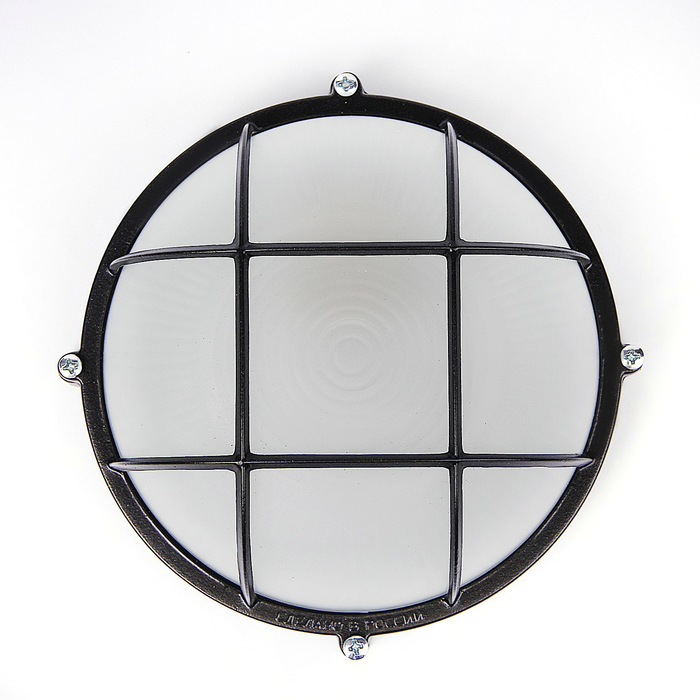 Светильник "ЭЛЕТЕХ" Банник 1302 НПП 03-60-014, 60 Вт, IP65, круг матовый, с решеткой, черный