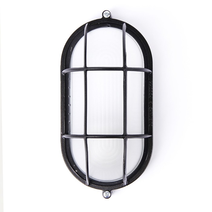 Светильник "ЭЛЕТЕХ" Банник 1402 НПП 03-60-022, 60 Вт, IP65, овал матовый, с решеткой, черный