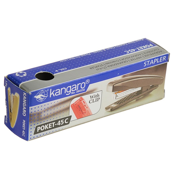 Степлер №24/6 и 26/6 до 12 листов Kangaro Poket-45C, красный