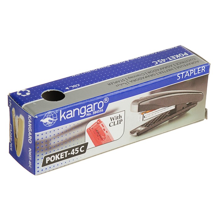 Степлер №24/6 и 26/6 до 12 листов Kangaro Poket-45C, зеленый