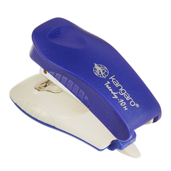 Степлер №10 до 10 листов Kangaro mini TRENDY 10M, встроеный антистеплер, темно-синий