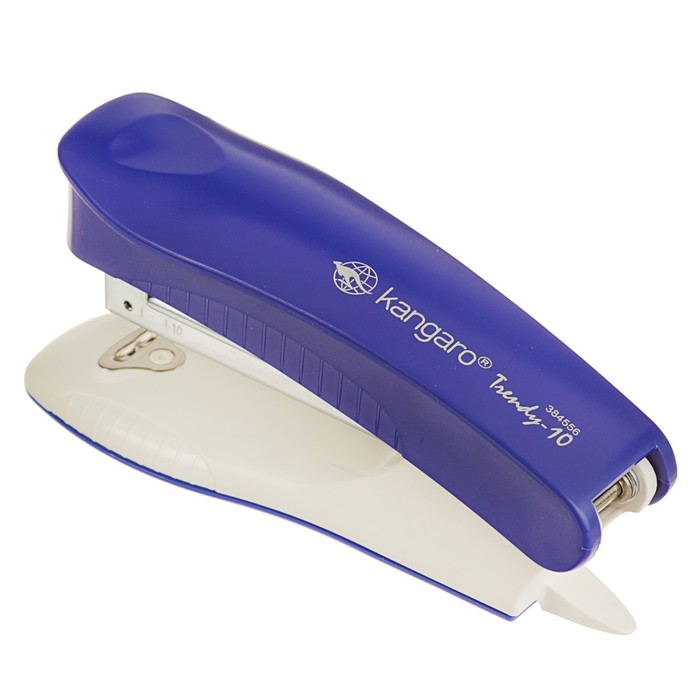 Степлер №10 до 15 листов Kangaro TRENDY 10, встроенный антистеплер, темно-синий