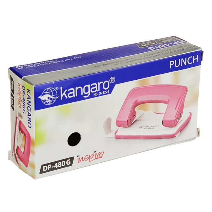 Дырокол до 12 листов Kangaro DP-480G, металлический с линейкой, черный