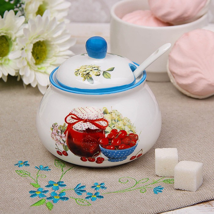 Сахарница с ложкой 320 мл "Вишневое варенье"