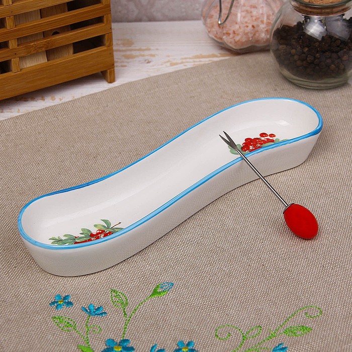 Блюдо для оливок/солений с вилочкой "Вишневое варенье" 20х5х3,5 см