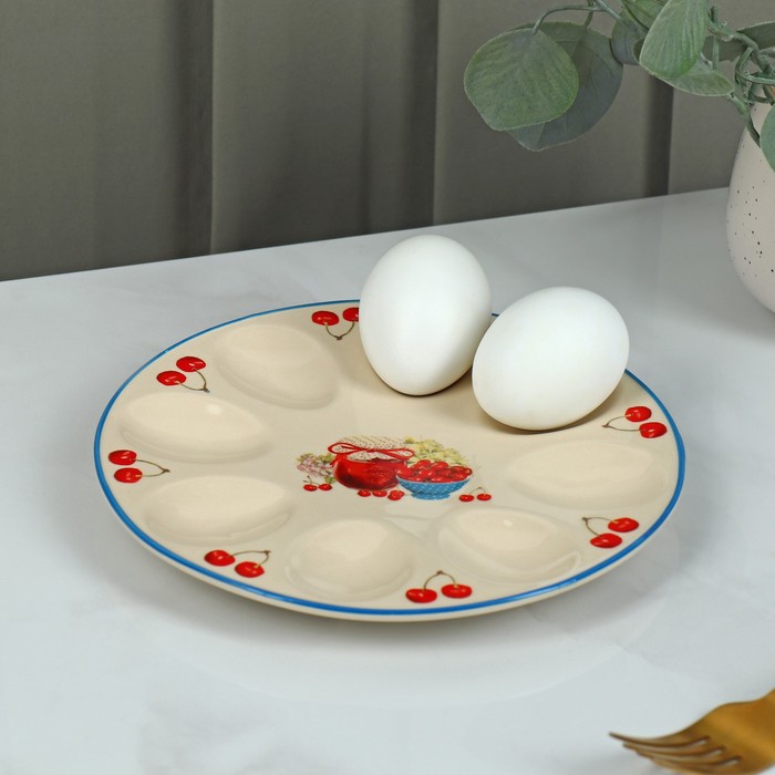 Подставка керамическая для яиц Доляна «Вишнёвое варенье», d=19,5 см варенье вишнёвое экопродукт 325 г