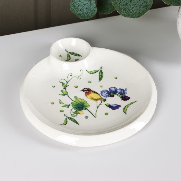 Блюдо круглое с соусником "Зеленый сад" 23х20х2 см