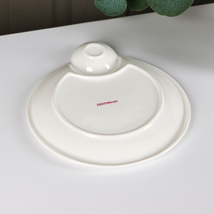 Блюдо круглое с соусником "Зеленый сад" 23х20х2 см