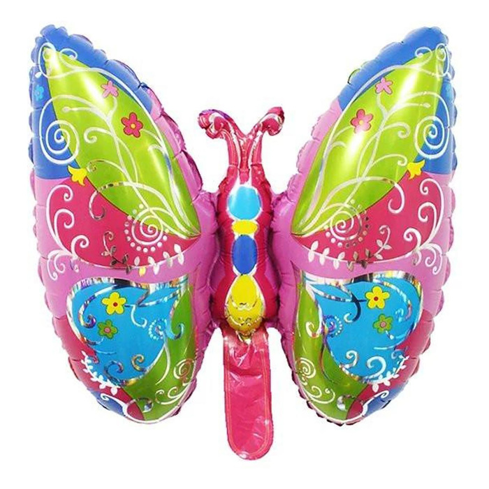 Шар фольгированный "Бабочка" 13", листья, цветы