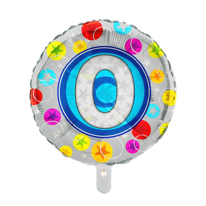 Шар фольгированный 18", цифра 0, круг синий