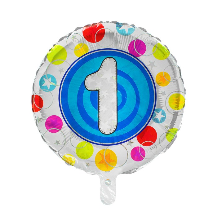 Шар фольгированный 18" Цифра 1, круг синий
