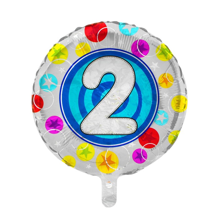 Шар фольгированный 18" Цифра 2, круг синий