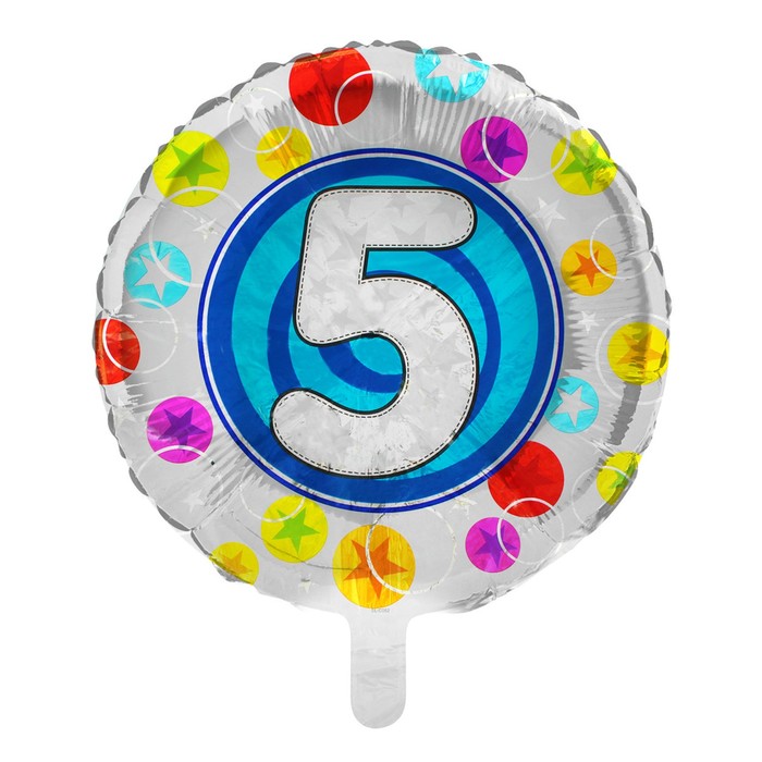 Шар фольгированный 18" Цифра 5, круг синий