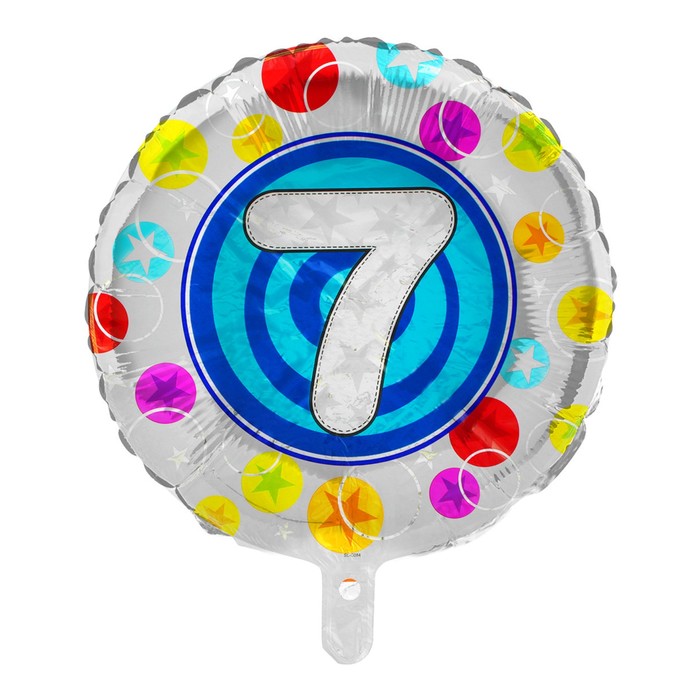 Шар фольгированный 18", цифра 7, круг, цвет синий
