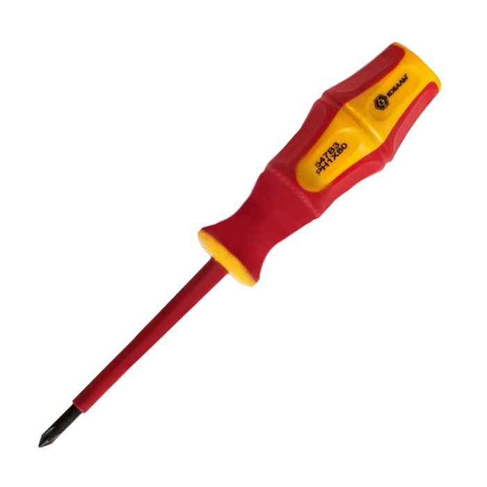 Отвертка диэлектрическая "КОБАЛЬТ" 646-492, Ultra Grip, PH-1х80 мм, двухкомп. Рукоятка