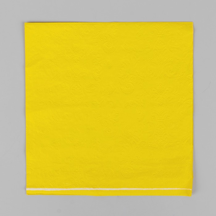 Салфетки бумажные (набор 20 шт) 33*33 см однотонные, выбит рисунок, цвет жёлтый