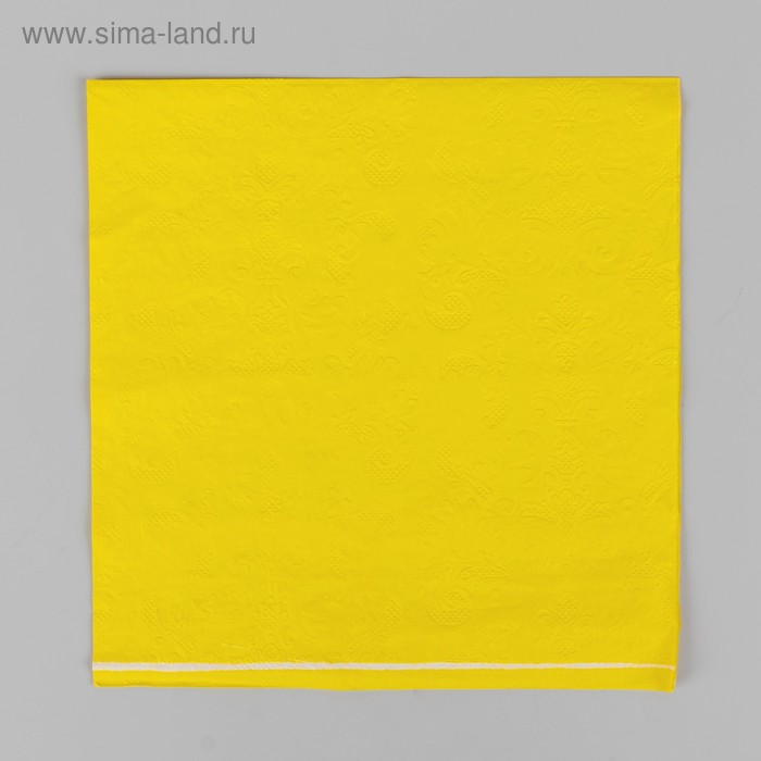 фото Салфетки бумажные, набор 20 шт., 33х33 см, однотонные, выбит рисунок, цвет жёлтый страна карнавалия