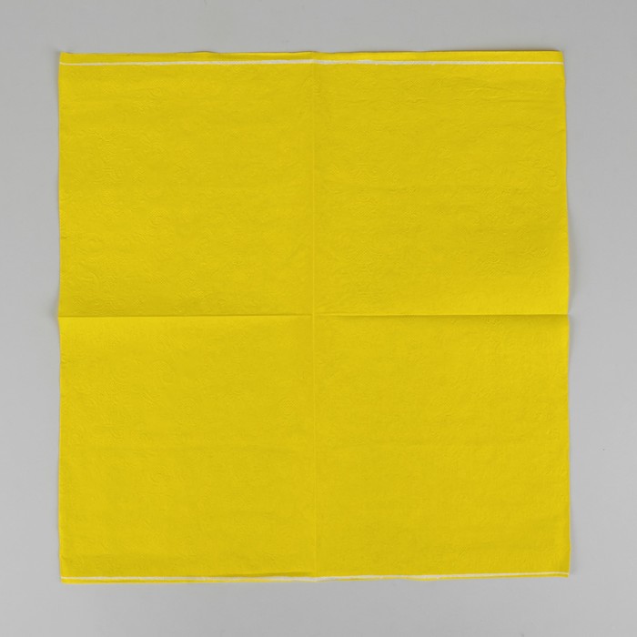 Салфетки бумажные (набор 20 шт) 33*33 см однотонные, выбит рисунок, цвет жёлтый