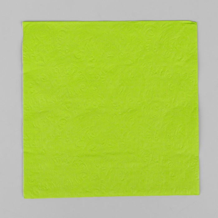 Салфетки бумажные (набор 20 шт) 33*33 см однотонные, выбит рисунок, цвет светло-зелёный