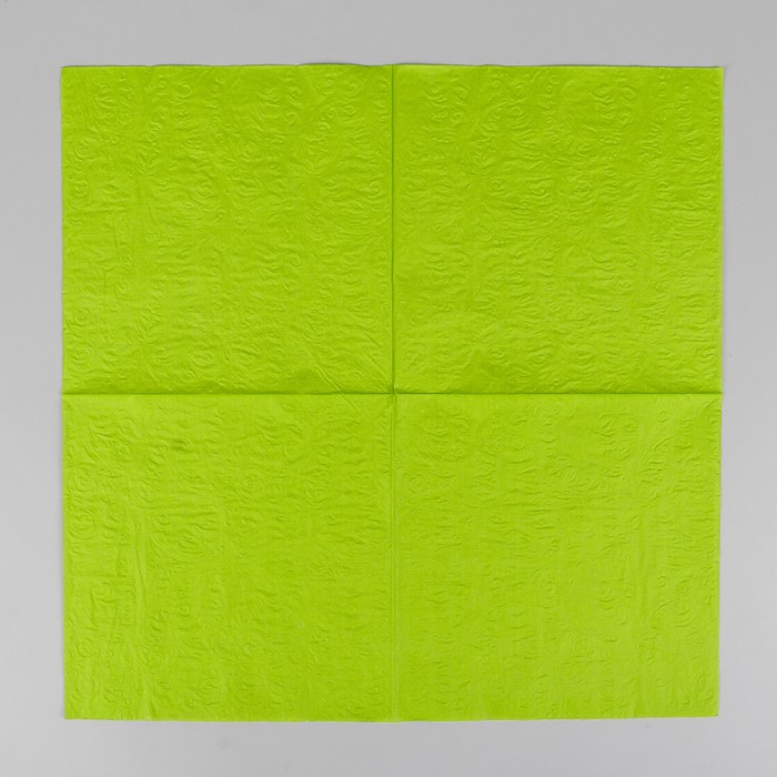 Салфетки бумажные (набор 20 шт) 33*33 см однотонные, выбит рисунок, цвет светло-зелёный