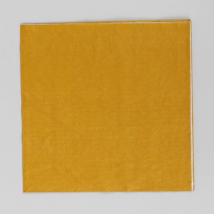 Салфетки бумажные (набор 20 шт) 33*33 см однотонные, выбит рисунок, цвет золотой