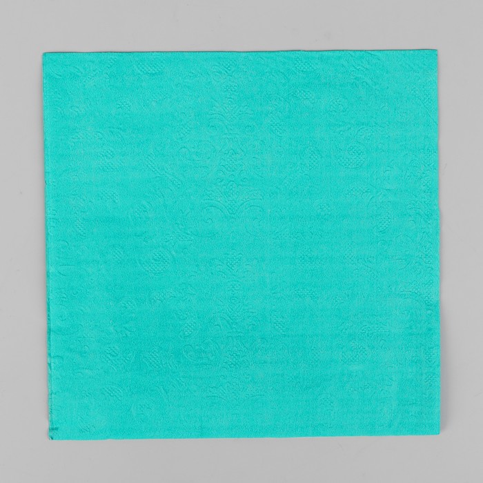 Салфетки бумажные (набор 20 шт) 33*33 см однотонные, выбит рисунок, цвет бирюзово-зелёный
