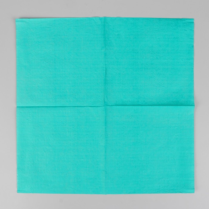 Салфетки бумажные (набор 20 шт) 33*33 см однотонные, выбит рисунок, цвет бирюзово-зелёный