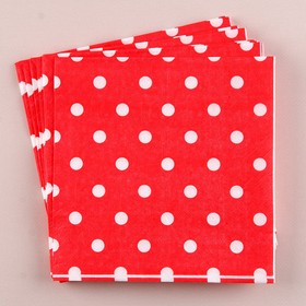Салфетки бумажные «Горох», набор 20 шт., 33х33 см, цвет красный Ош