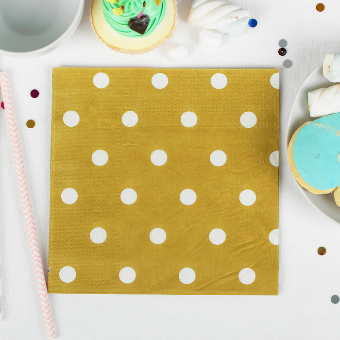 Салфетки бумажные "Горох" (набор 20 шт) 33*33 см, цвет охра