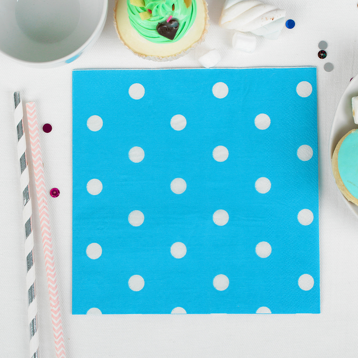 Салфетки бумажные "Горох" (набор 20 шт) 33*33 см, цвет голубой