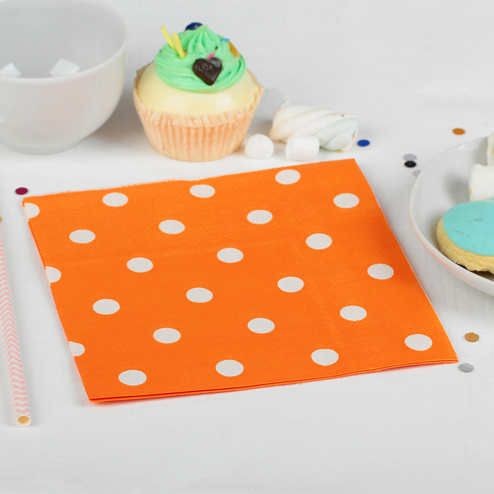 Салфетки бумажные "Горох" (набор 20 шт) 33*33 см, цвет оранжевый