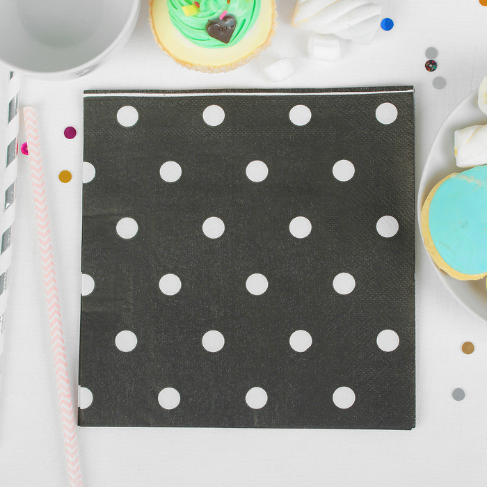 Салфетки бумажные "Горох" (набор 20 шт) 33*33 см, цвет чёрный