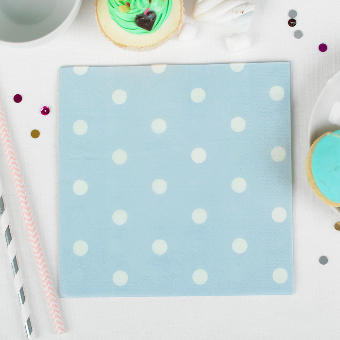 Салфетки бумажные "Горох" (набор 20 шт) 33*33 см, цвет бледно-голубой
