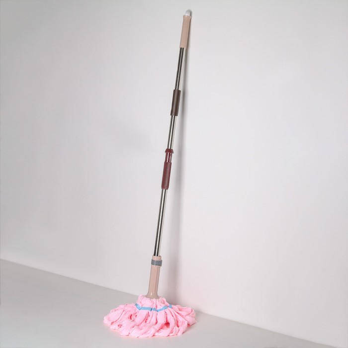 Швабра с отжимом, насадка из микрофибры, стальная ручка 124 см, цвет МИКС