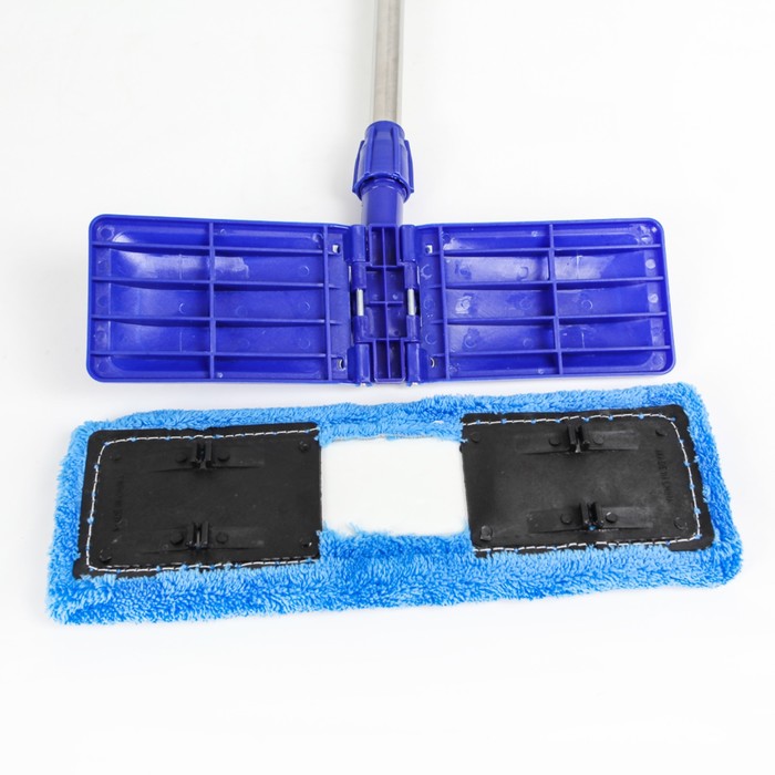 Швабра плоская, телескопическая стальная ручка, микрофибра 34х11х115 см