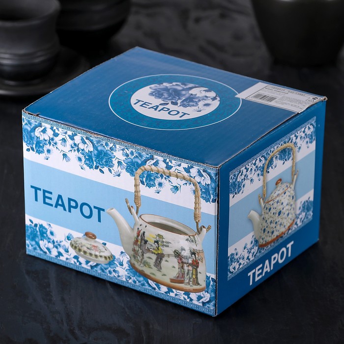 Чайник заварочный 600 мл "Цветочный узор", цвет зеленый