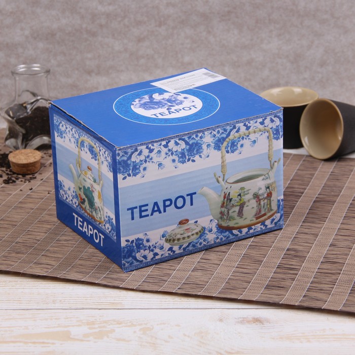 Чайник заварочный 600 мл "Цветочный узор", цвет зеленый