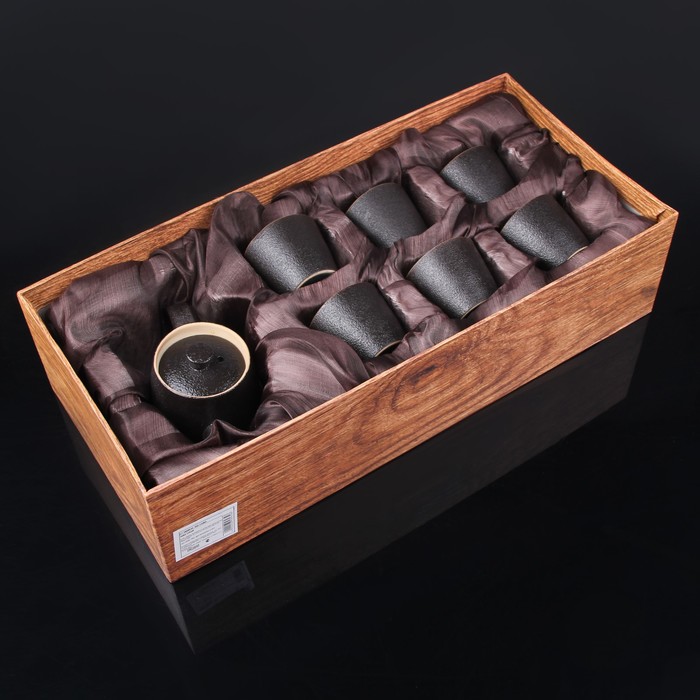 Набор чайный "Восход", 7 предметов: чашка 80 мл, чайник 200 мл, цвет коричневый